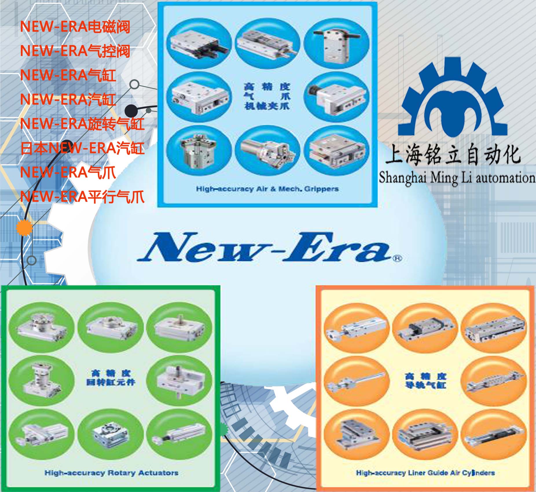 NEW-ERA新時代CTW-CTX系列高精度導軌內置氣缸